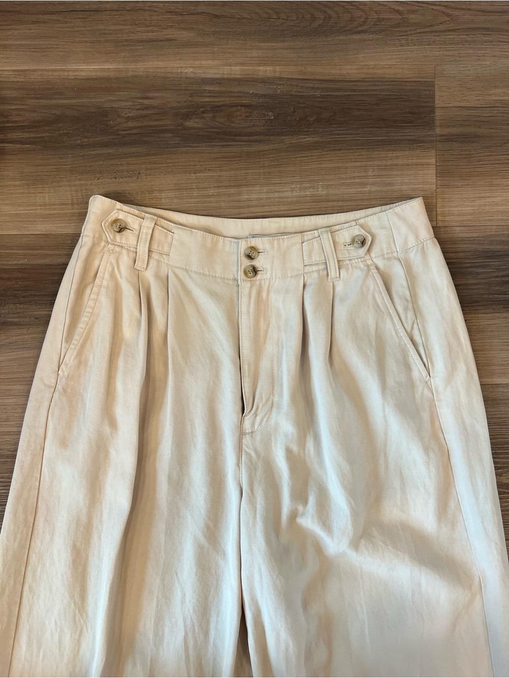 Madewell Cream Wide-Leg Pleated Trousers - Picture 3 of 6